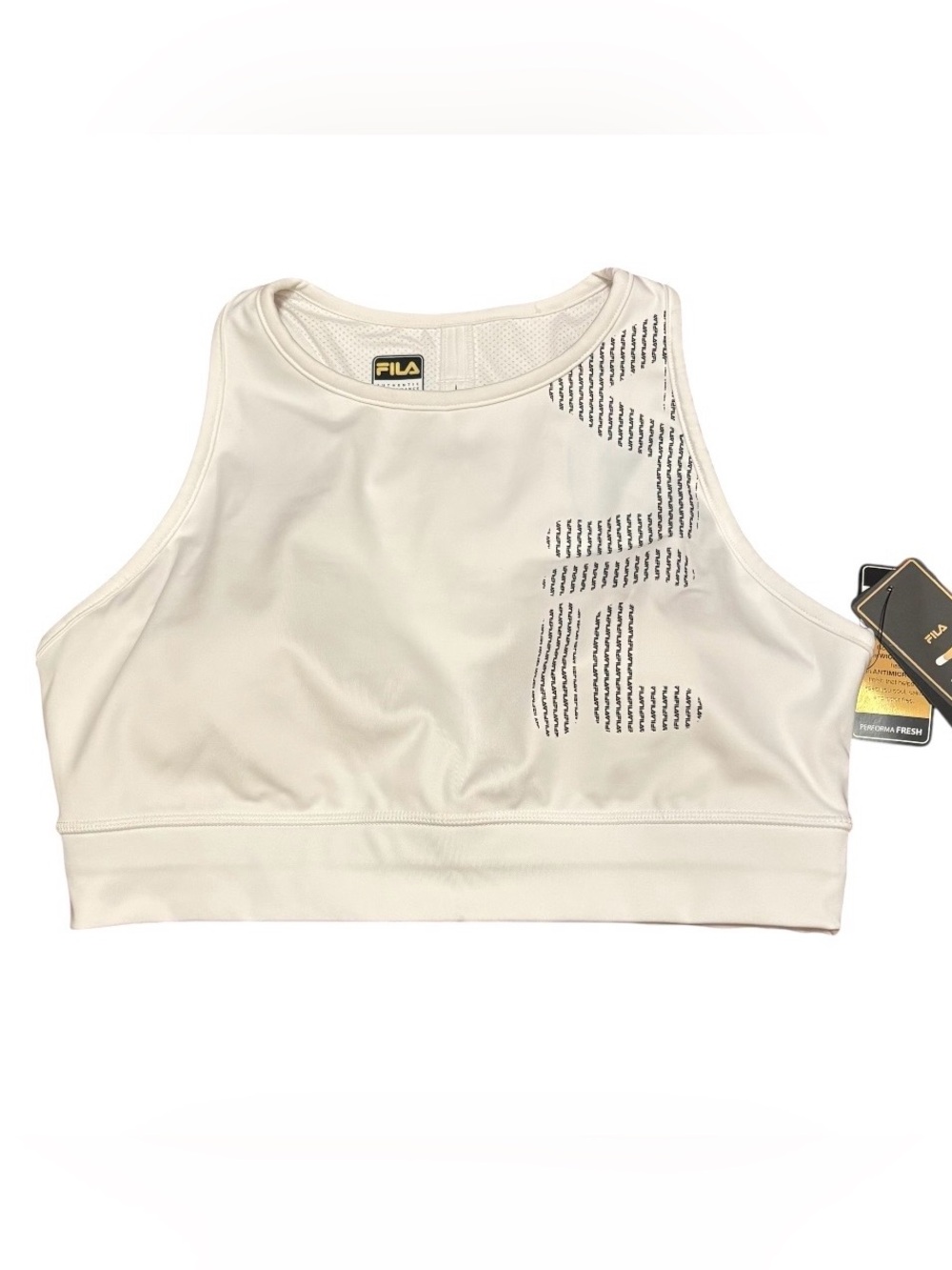 FILA White High Neck Racerback Sports Bra